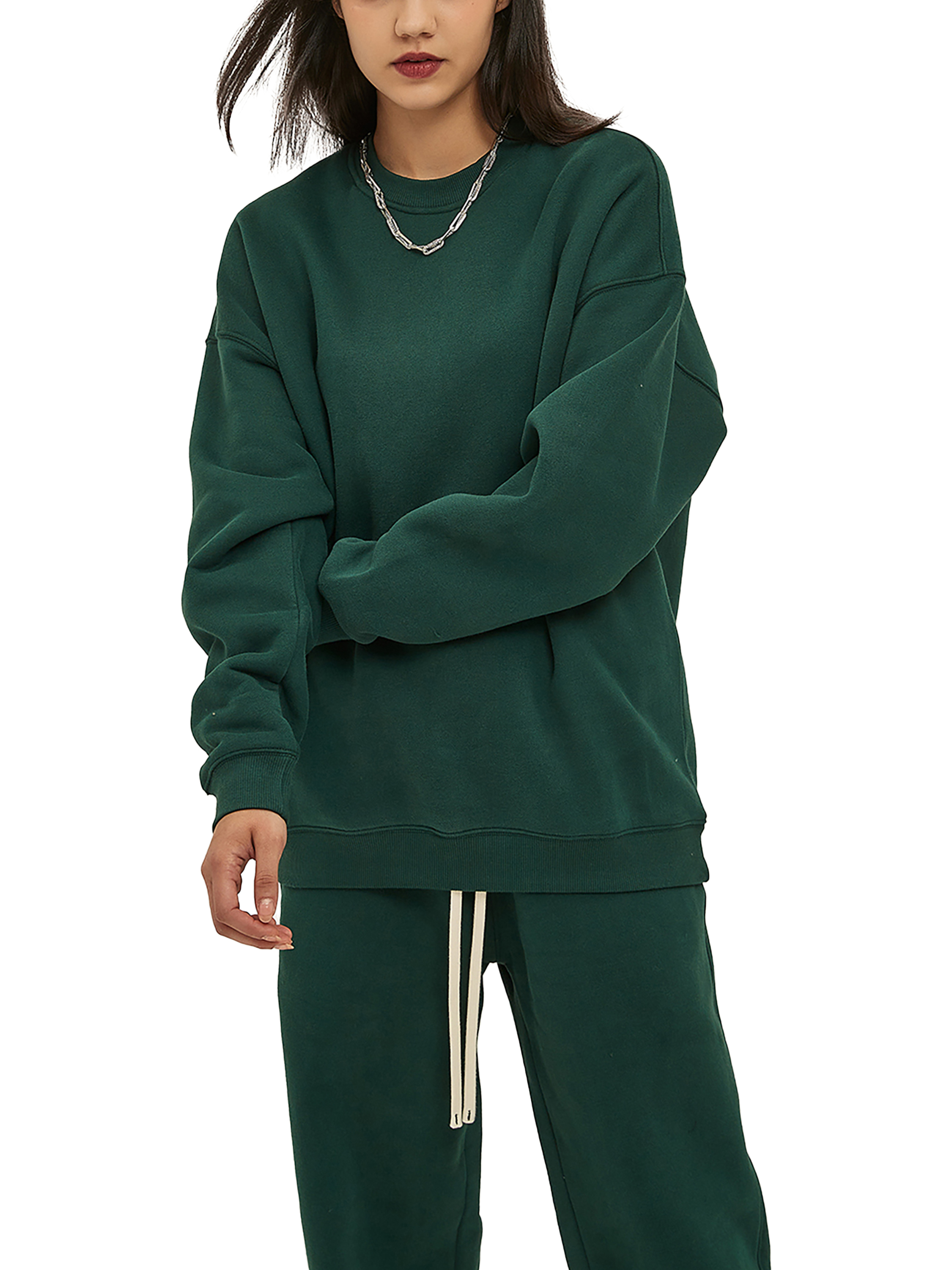 Streetwear Solid Color Fleece Pullover - Print On Demand